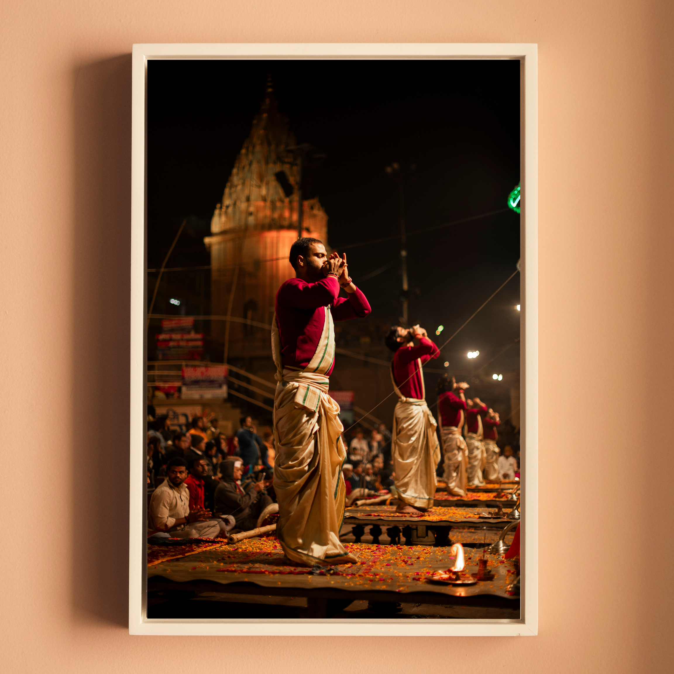 Varanasi Ganga Ghats – Ethereal Aarti | Conch, Fire & Bhakti at Its Peak | Fine Art Wall Photography Print