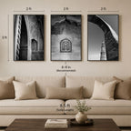 Delhi in Black & White – Red Fort & Qutub Minar | Stone, Shadow & the Soul of a City | Fine Art Wall Photography Print Triptych