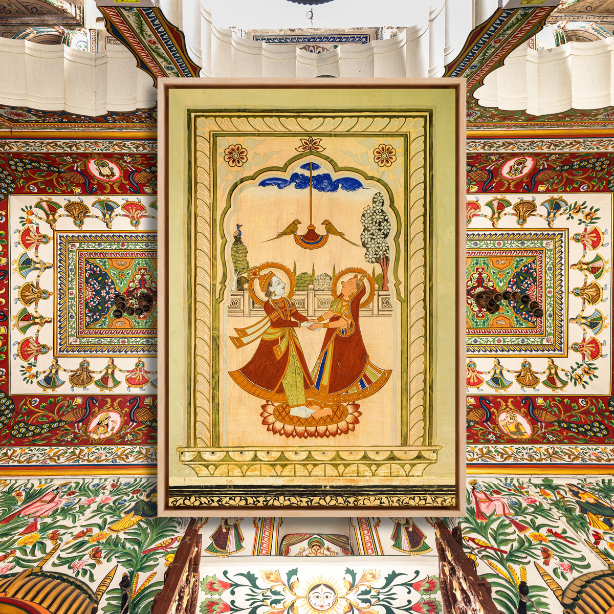 Radha Krishna – The Meeting | Shekhawati Haveli Fresco | Fine Art Wall Photography Print
