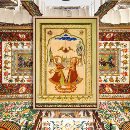 Radha Krishna – The Meeting | Shekhawati Haveli Fresco | Fine Art Wall Photography Print