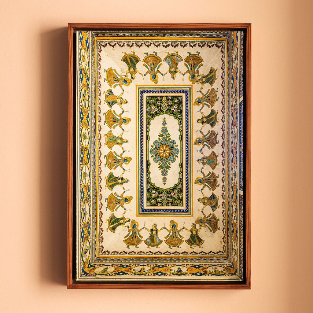 Shekhawati Haveli Ceiling – Ras Leela Painting | Colour, Dance & Divine Joy | Indian Heritage Fine Art Wall Photography Print