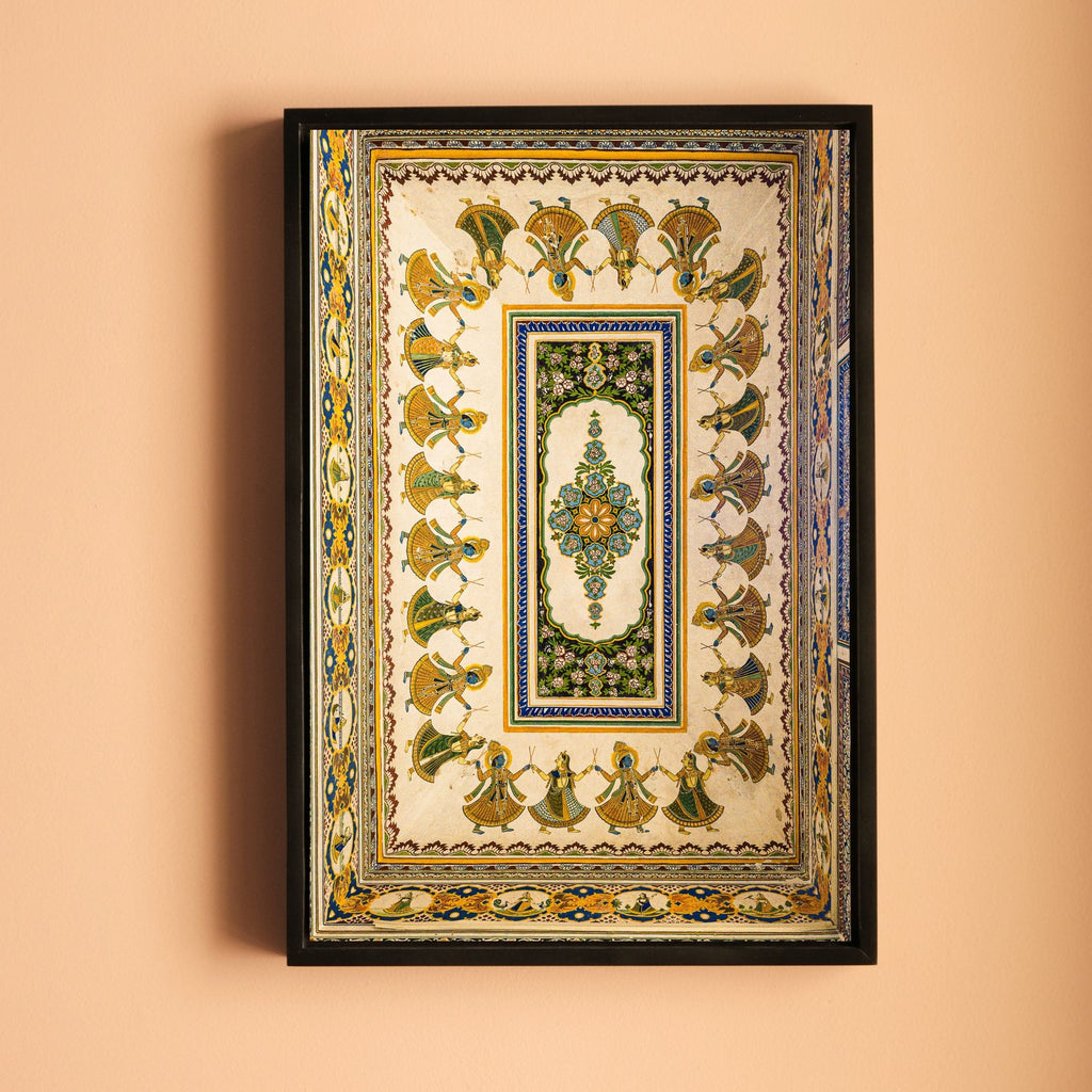 Shekhawati Haveli Ceiling – Ras Leela Painting | Colour, Dance & Divine Joy | Indian Heritage Fine Art Wall Photography Print