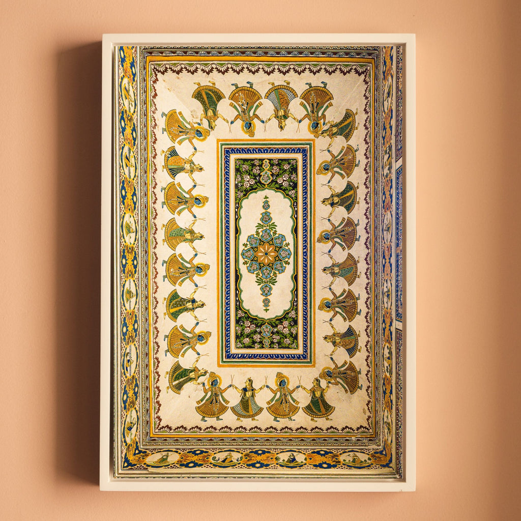Shekhawati Haveli Ceiling – Ras Leela Painting | Colour, Dance & Divine Joy | Indian Heritage Fine Art Wall Photography Print