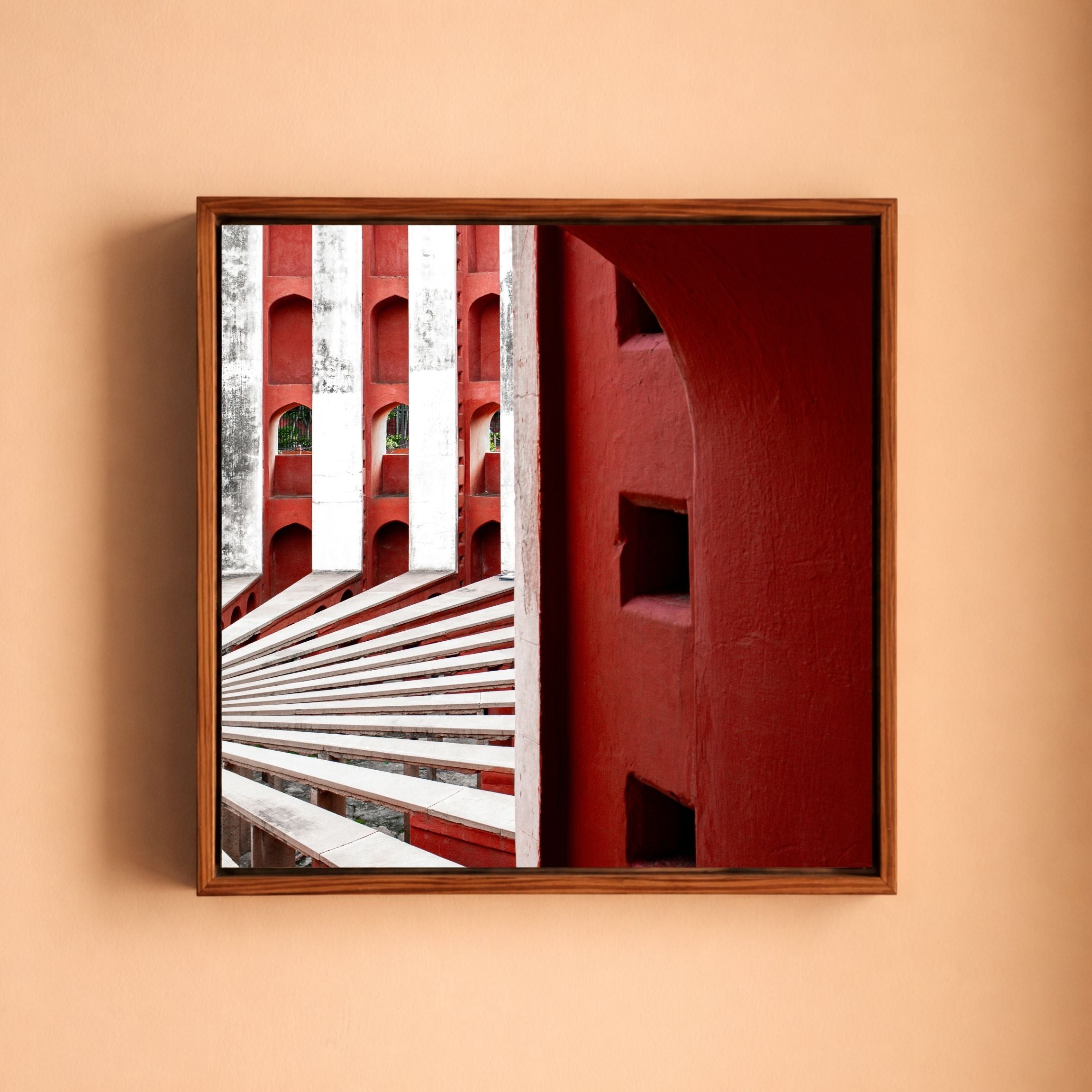 Jantar Mantar, New Delhi – Crimson Arches | Set of 5 Square Fine Art Wall Photography Prints