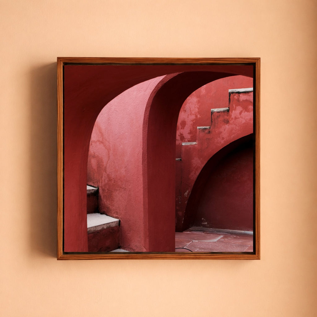 Jantar Mantar, New Delhi – Crimson Arches | Set of 5 Square Fine Art Wall Photography Prints