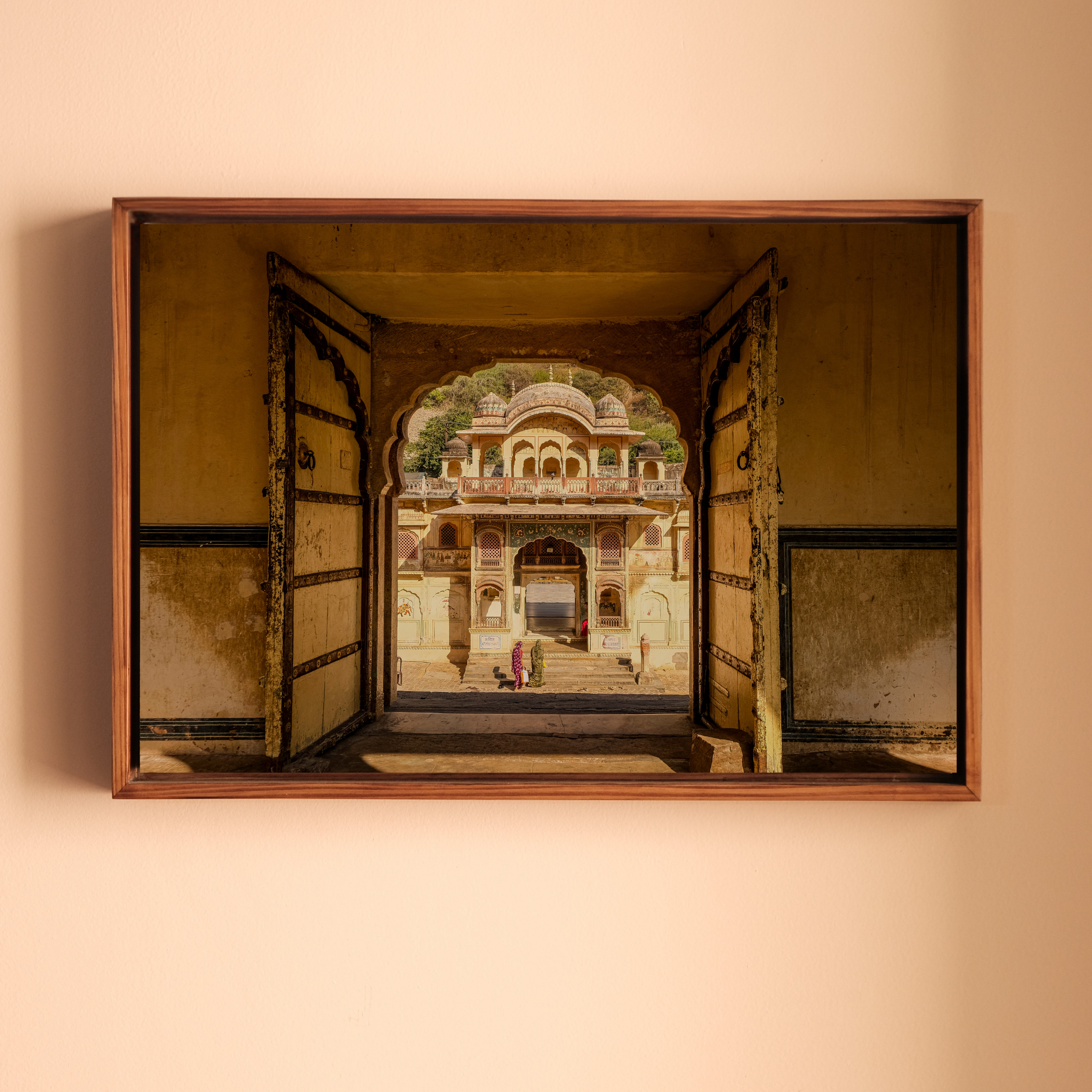 Galta Ji Temple Complex – Frame Within a Frame | Morning Light, Golden Stone & Sacred Depth | Fine Art Wall Photography Print
