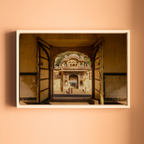 Galta Ji Temple Complex – Frame Within a Frame | Morning Light, Golden Stone & Sacred Depth | Fine Art Wall Photography Print