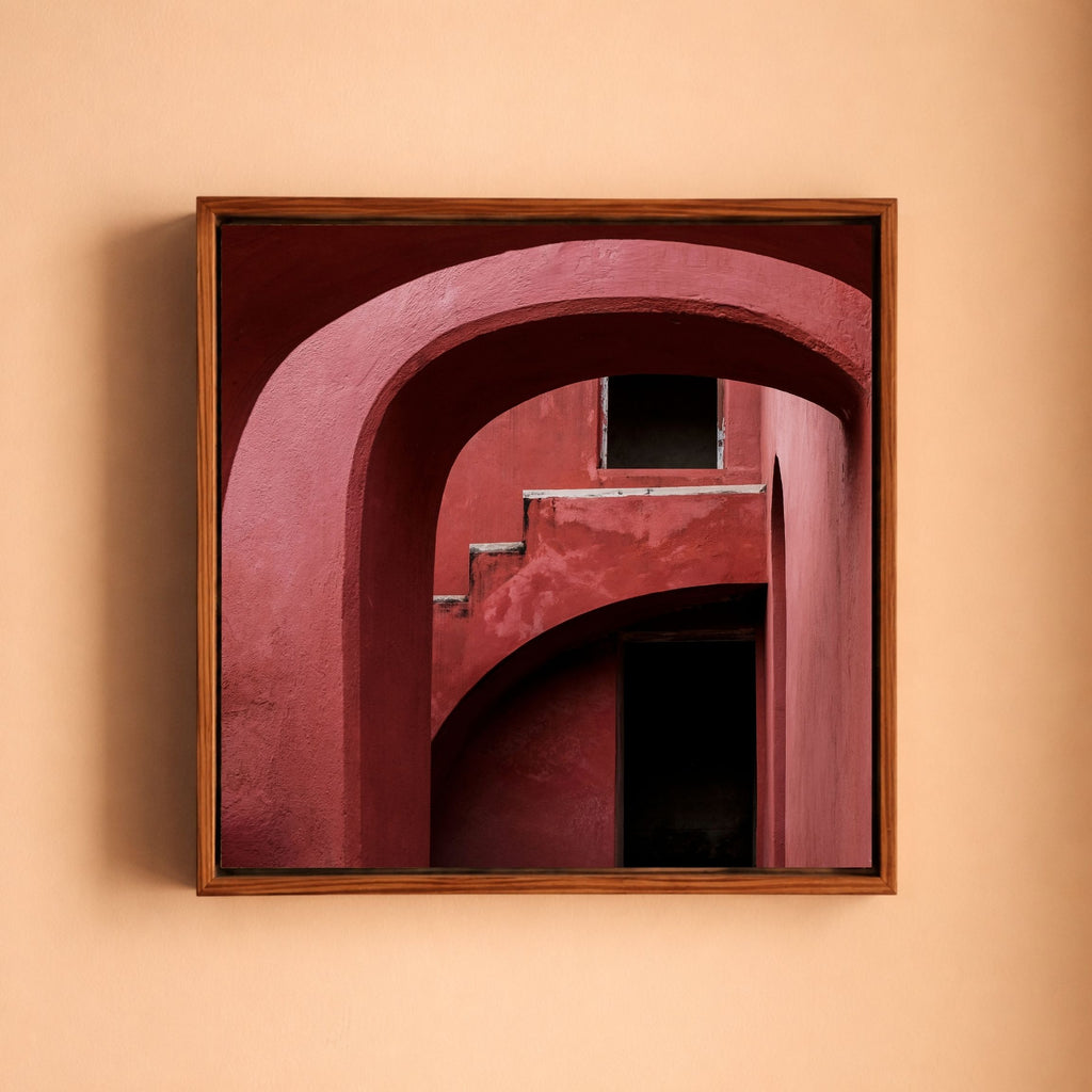 Jantar Mantar, New Delhi – Crimson Arches | Set of 5 Square Fine Art Wall Photography Prints