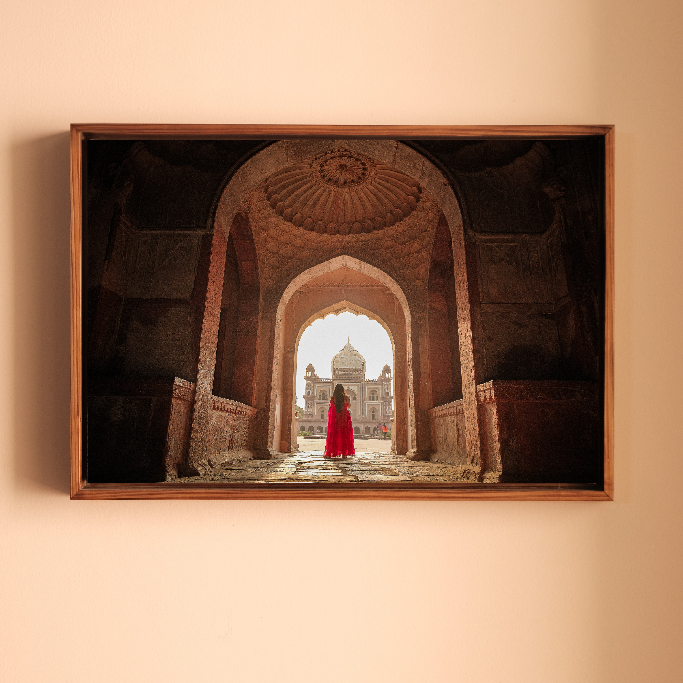 Safdarjung Tomb – Woman in Red | A Story of Peace, Love & Contrast in Sunlight | Fine Art Wall Photography Print