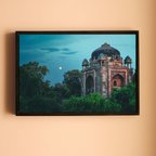 Humayun's Tomb Complex – Barber's Tomb Against the Rising Moon | Ethereal Blue Sky & Mughal Silence | Fine Art Wall Photography Print