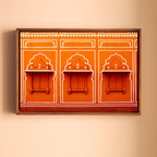 City Palace, Jaipur – Orange Walls, White Jharokhas & Chhatris | The Geometry of Rajput Grandeur | Fine Art Wall Photography Print