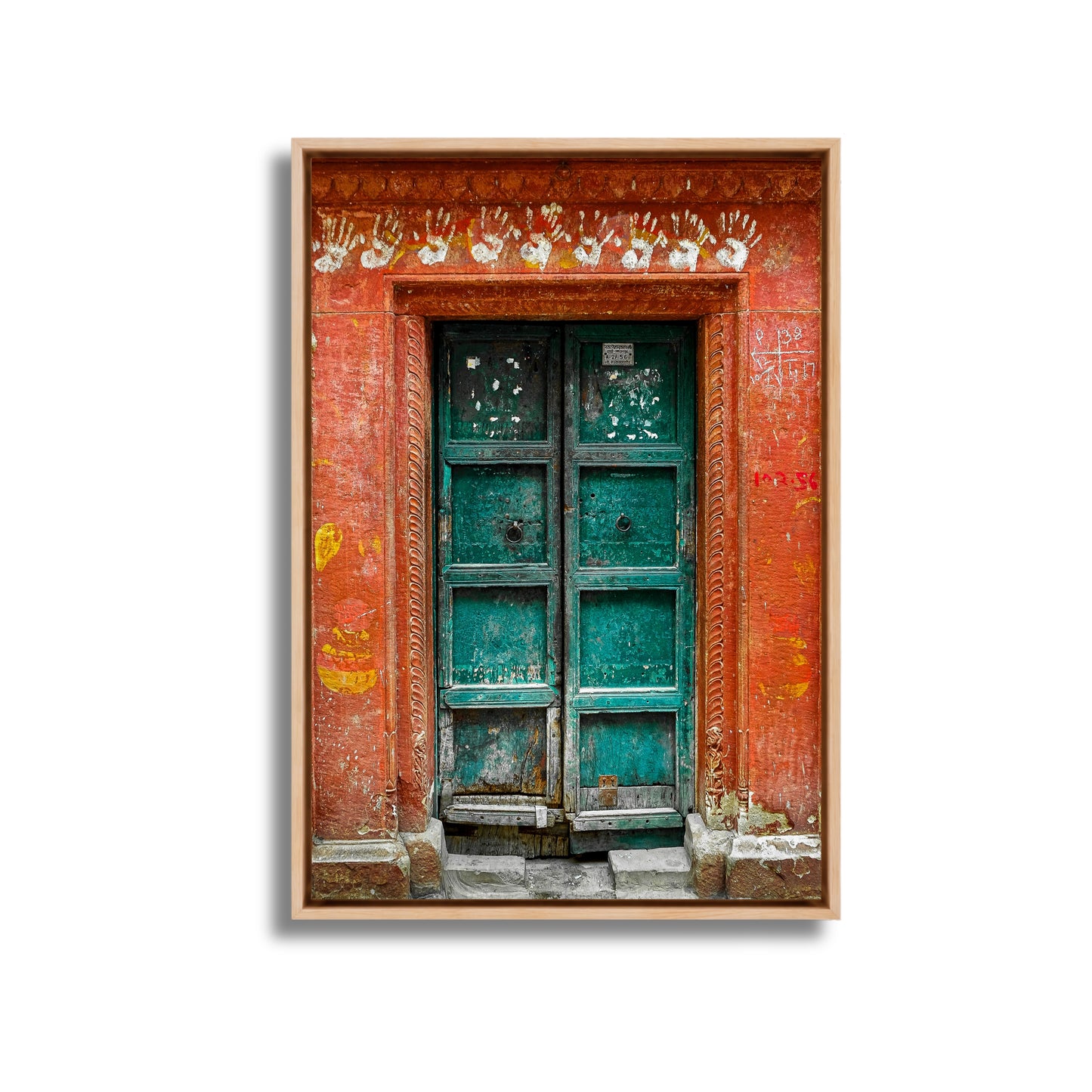 Varanasi – The Green Door of the Sacred Lane | Hindu Devotion Fine Art Wall Photography Print
