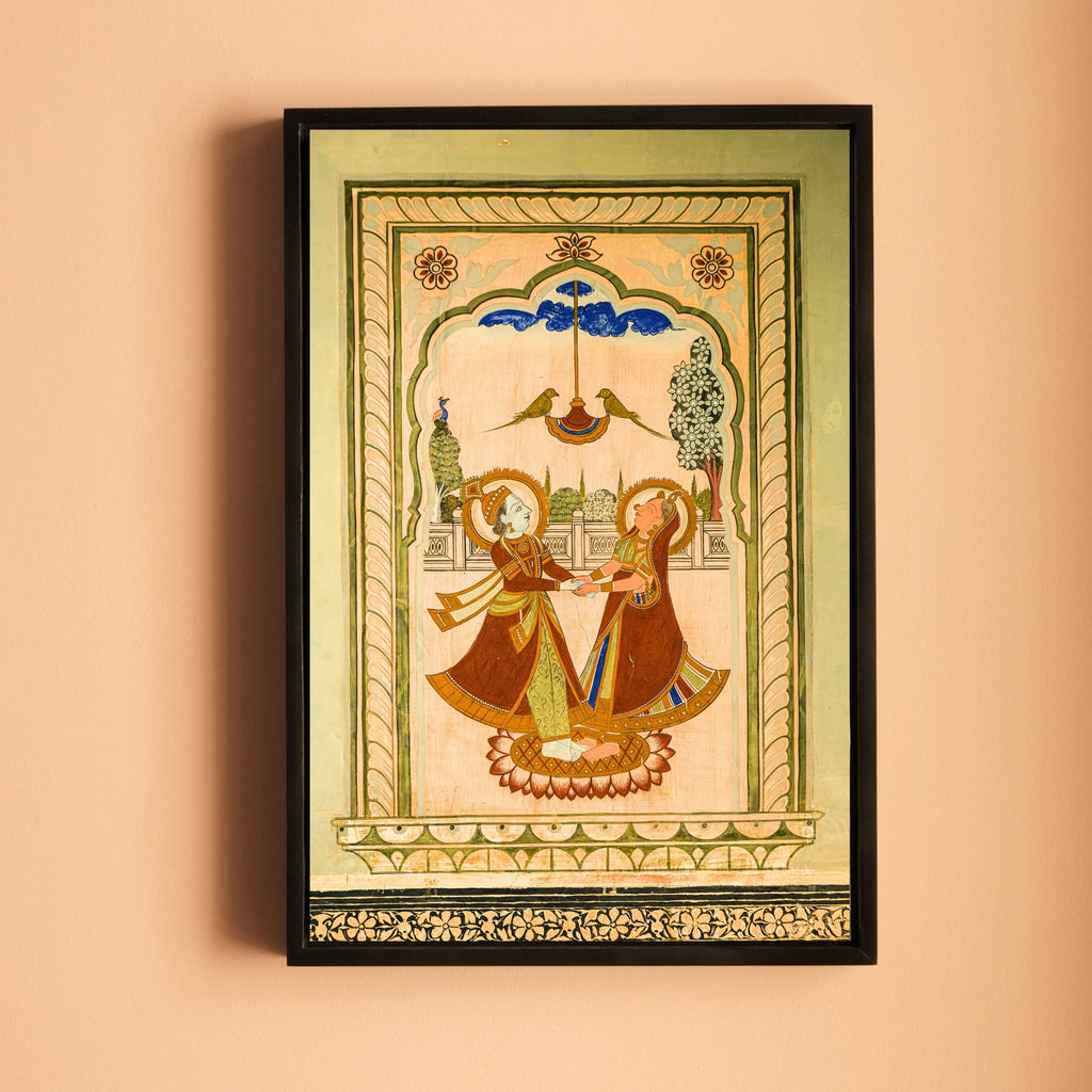 Radha Krishna – The Meeting | Shekhawati Haveli Fresco | Fine Art Wall Photography Print