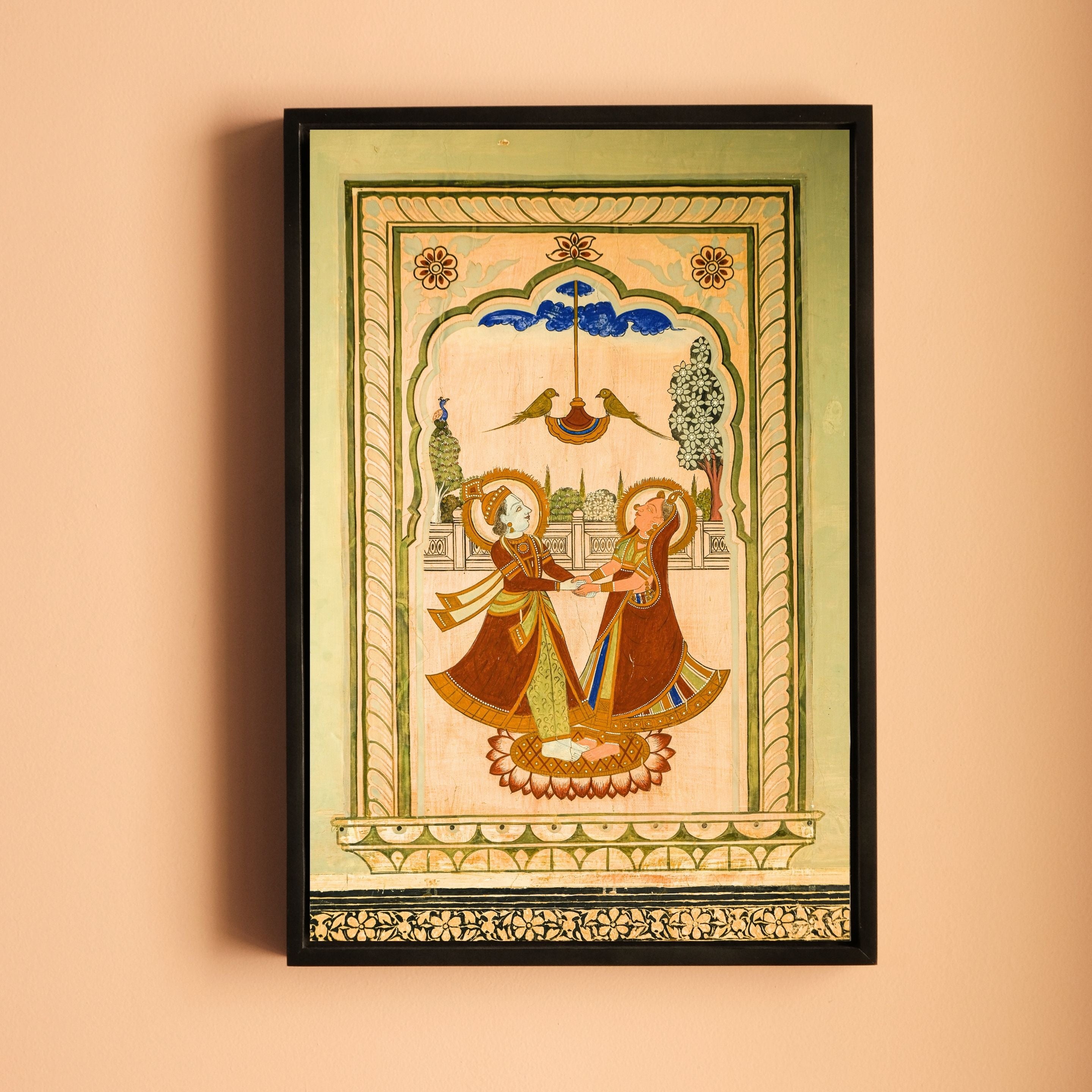 Radha Krishna – The Meeting | Shekhawati Haveli Fresco | Fine Art Wall Photography Print