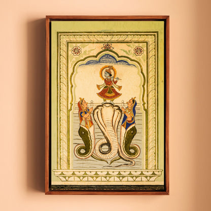 Krishna on the Nagas – Poddar Haveli, Shekhawati | Mythological Fresco Fine Art Wall Photography Print