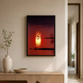 Bird in Silhouette – Sunset Over the Lake | Crimson Reflections Fine Art Wall Photography Print