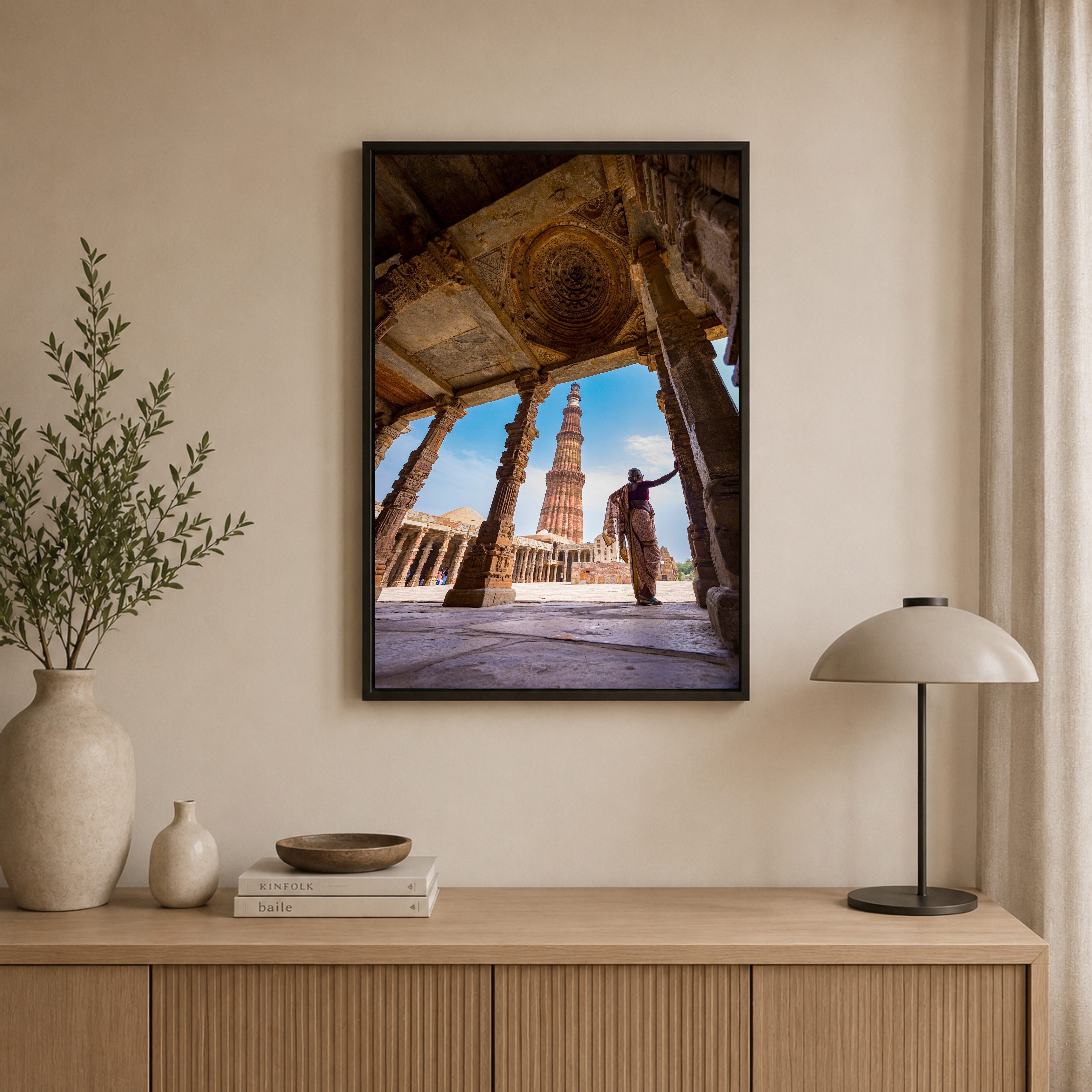 Qutub Minar Complex – A Woman in the Ancient Light | Fine Art Wall Photography Print