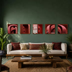 Jantar Mantar, New Delhi – Crimson Arches | Set of 5 Square Fine Art Wall Photography Prints