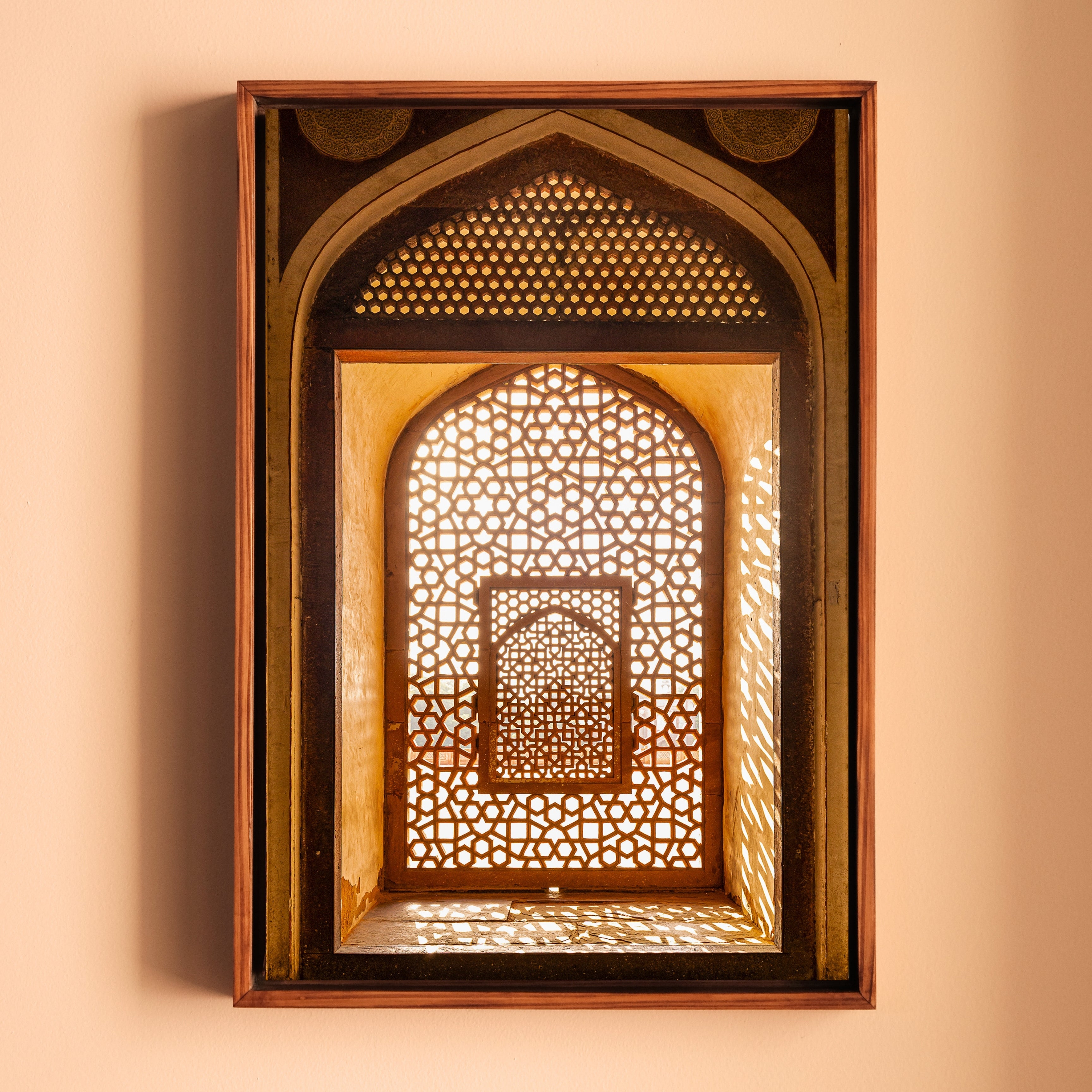 Humayun's Tomb – Jaali in Golden Light | Mughal Arch & Stone Lattice Fine Art Wall Photography Print