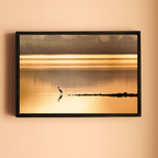 Bird in Silhouette, Wetland Lake at Sunset – Reflection, Stillness & the Golden Hour | Fine Art Wall Photography Print