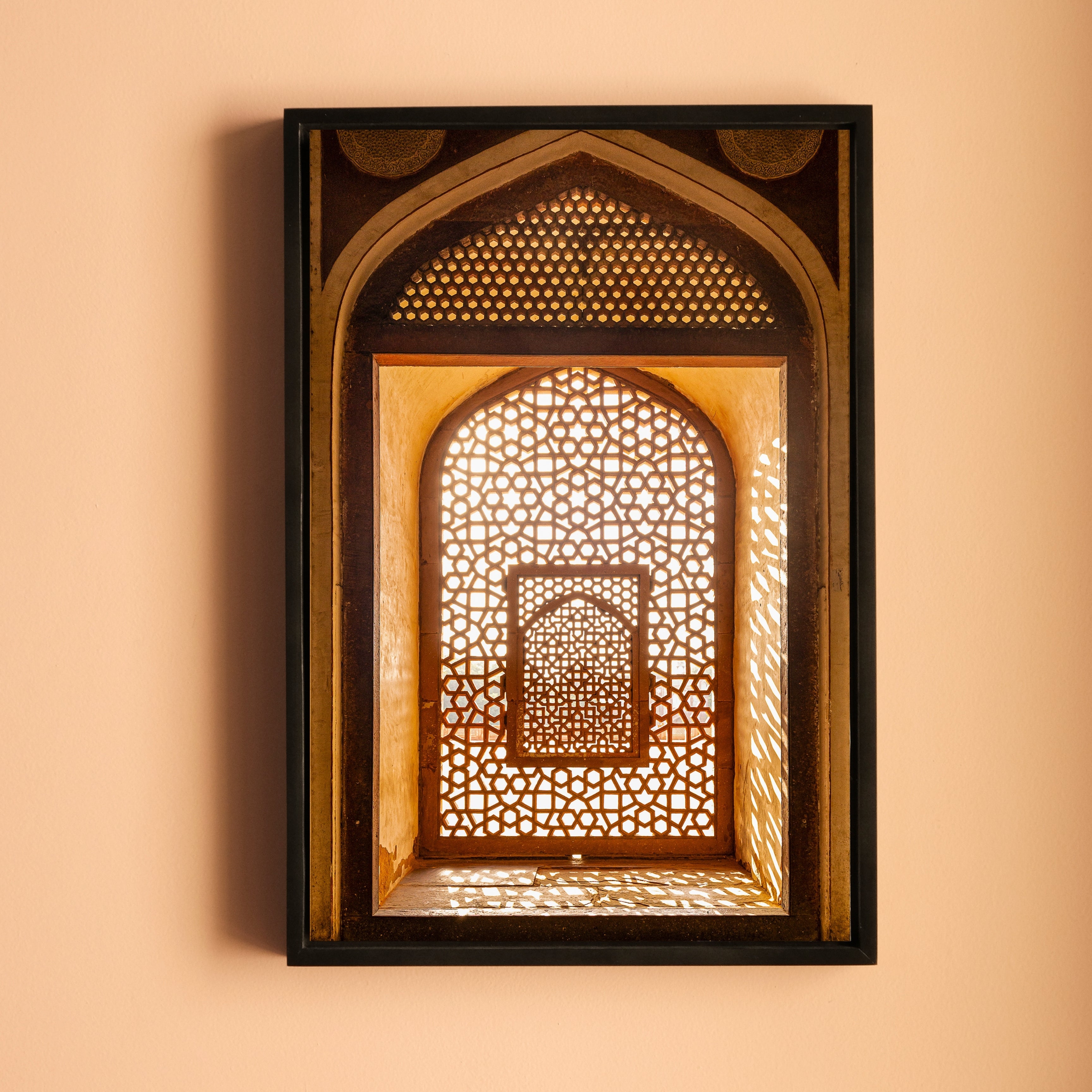 Humayun's Tomb – Jaali in Golden Light | Mughal Arch & Stone Lattice Fine Art Wall Photography Print