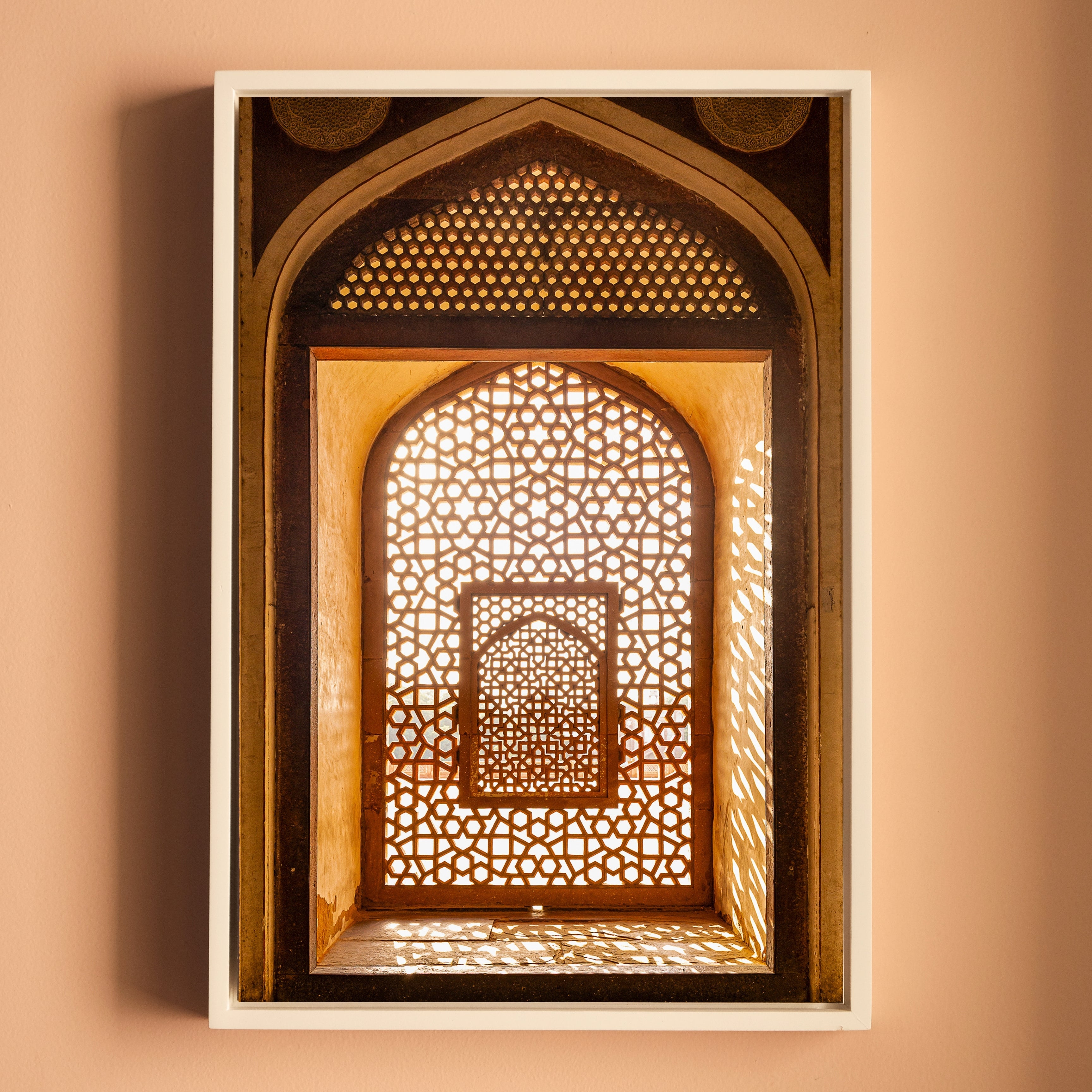 Humayun's Tomb – Jaali in Golden Light | Mughal Arch & Stone Lattice Fine Art Wall Photography Print