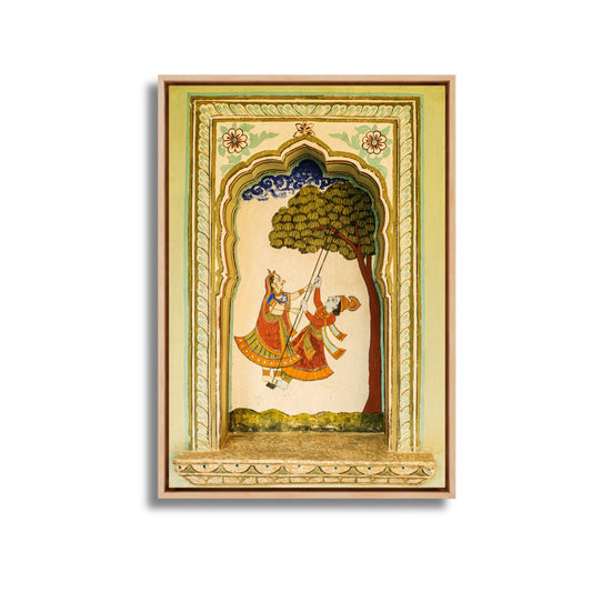 Radha Krishna on the Swing – Poddar Haveli, Shekhawati | Love & Mythology Fresco Fine Art Wall Photography Print